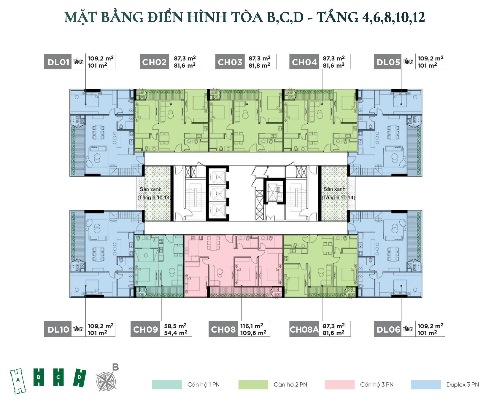 mặt bằng sunshine green iconic long biên tòa b,c,d