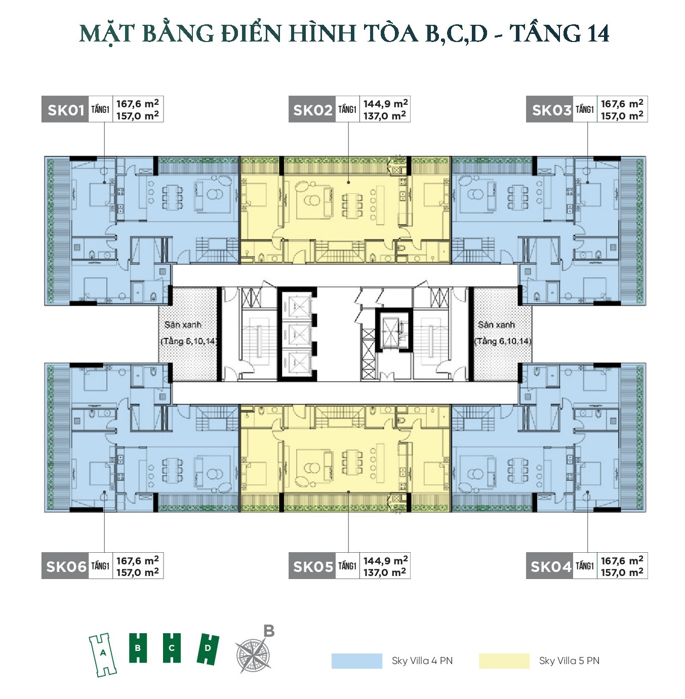 mặt bằng sunshine green iconic long biên tòa b,c,d