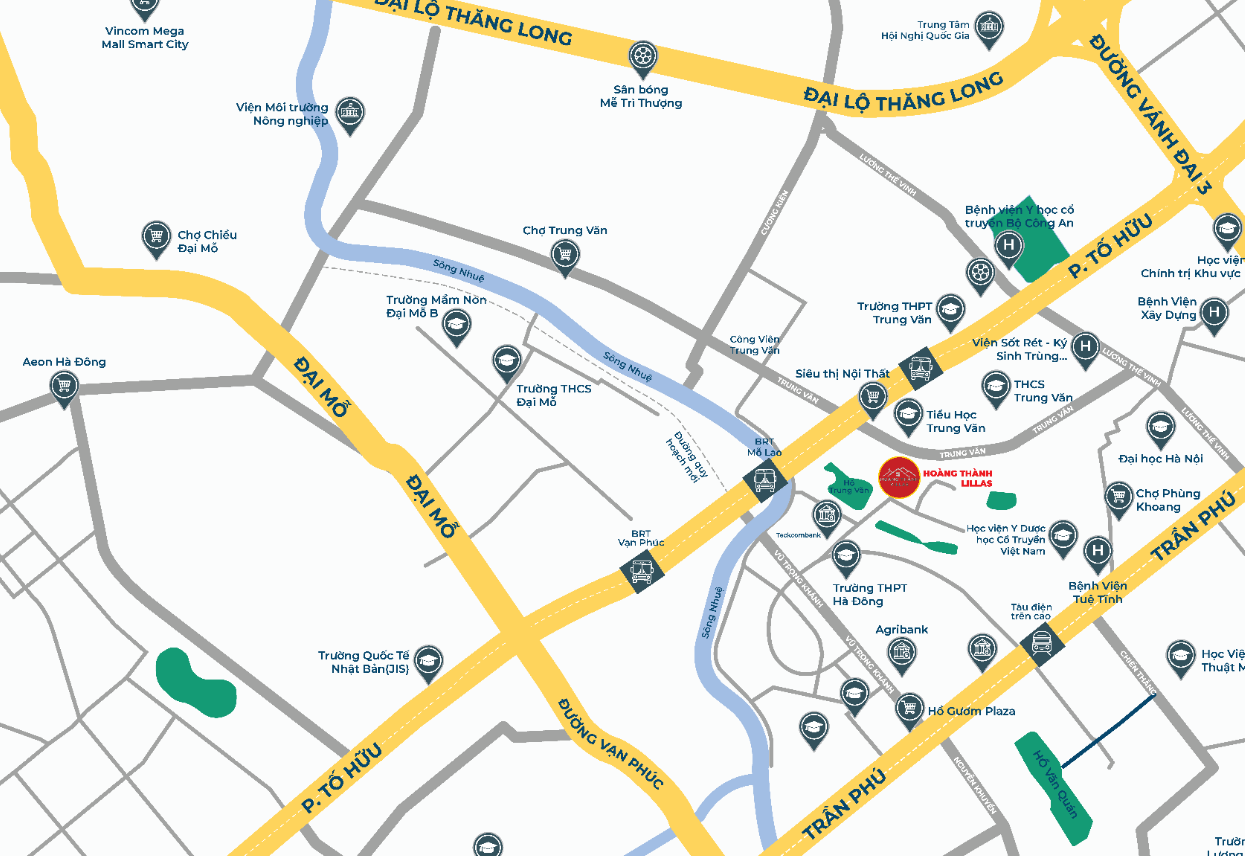 vị trí dự án hoàng thành villas mỗ lao hà đông