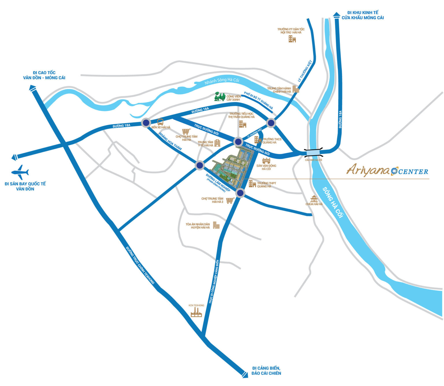 vị trí dự án ariyana center hải hà