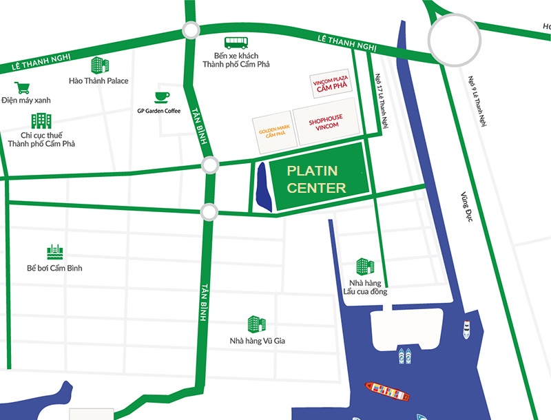 vị trí dự án platin center cẩm phả