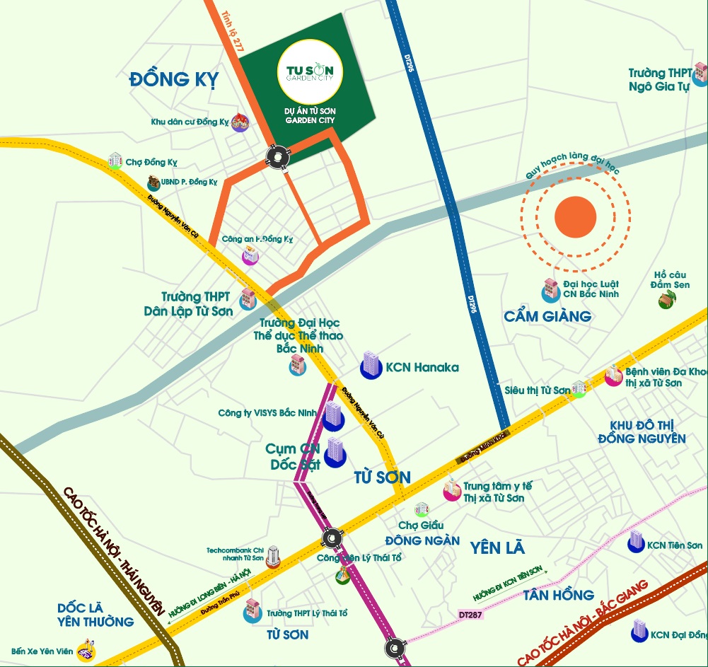 vị trí dự án từ sơn garden city đồng kỵ