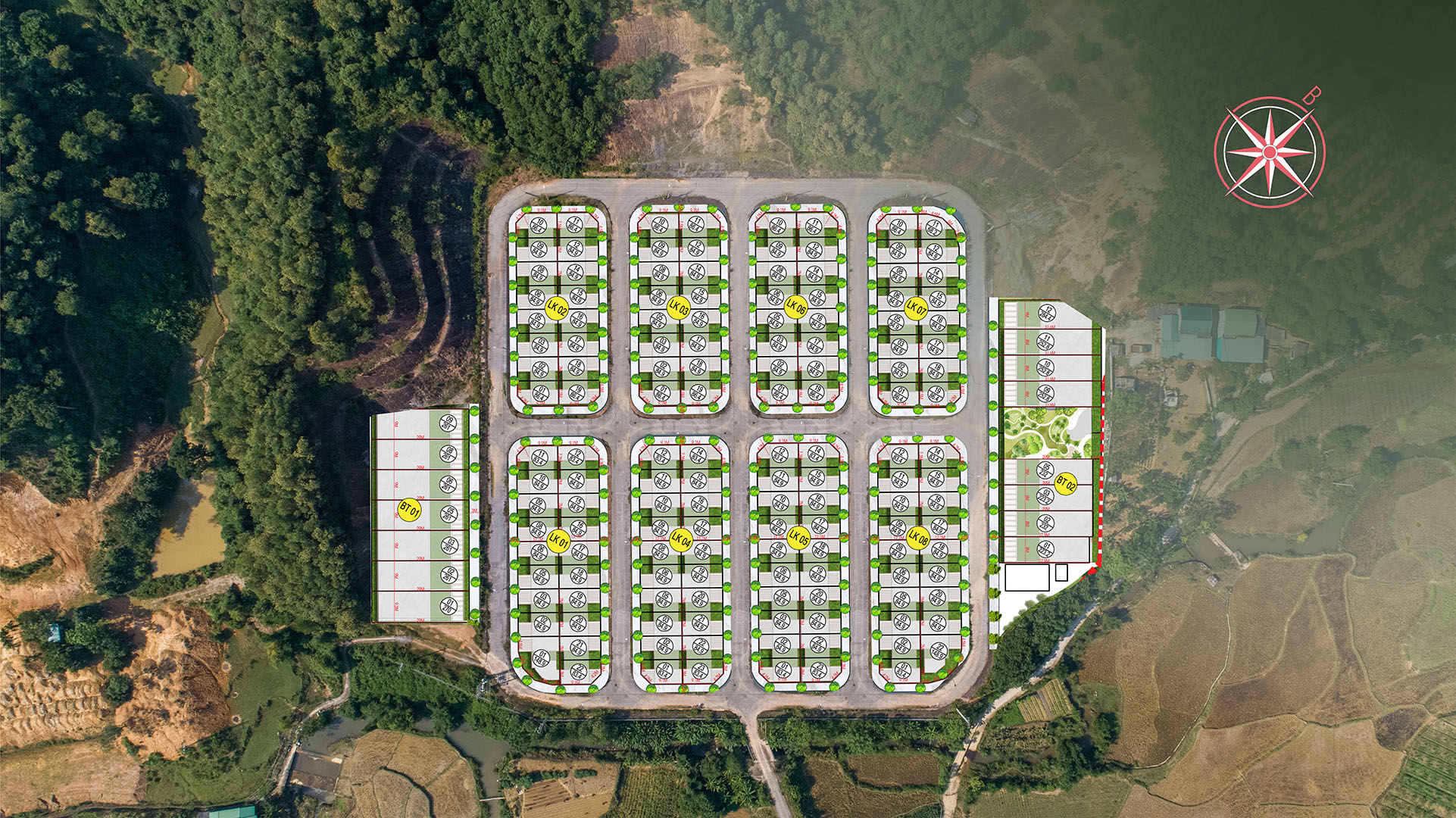 mặt bằng phân lô dự án hòa bình green valley