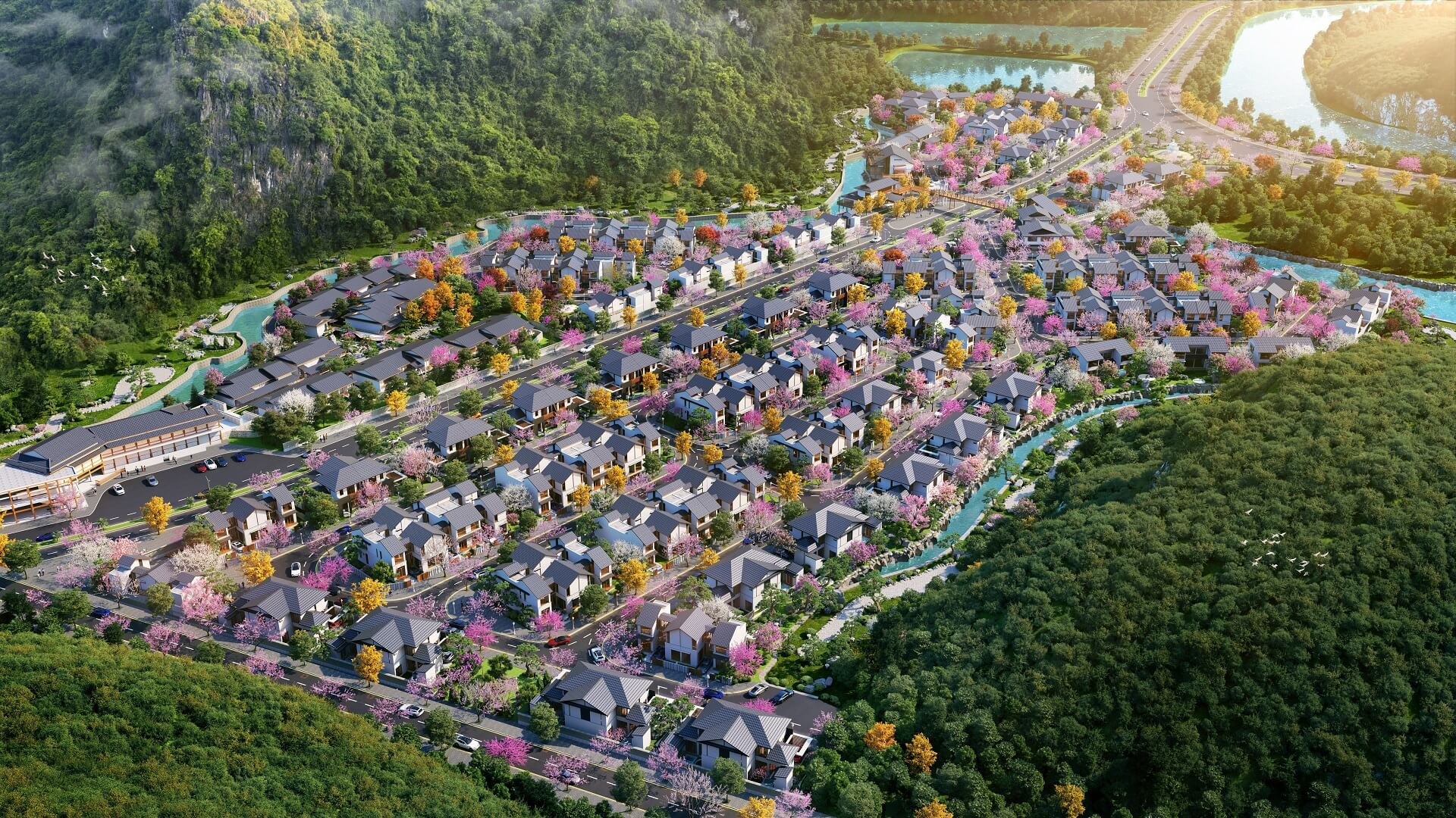 phối cảnh dự án biệt thự sun onsen village quang hanh