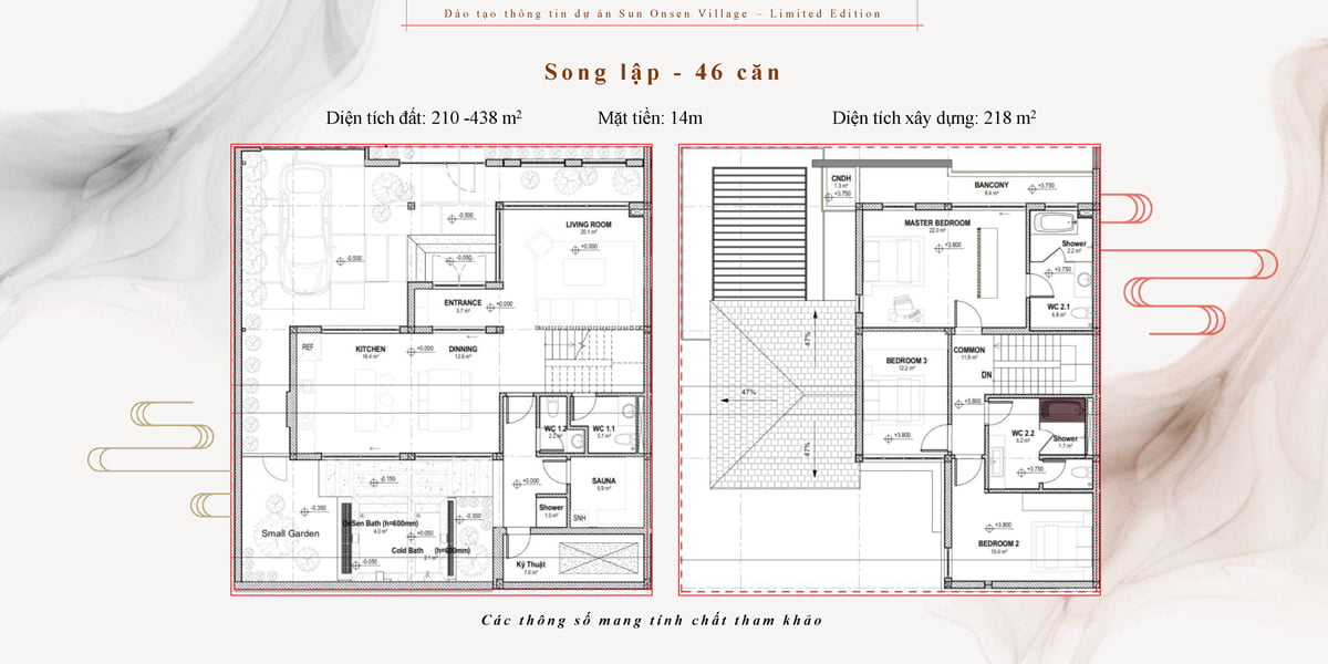 thiết kế biệt thự song lập sun onsen village quang hanh