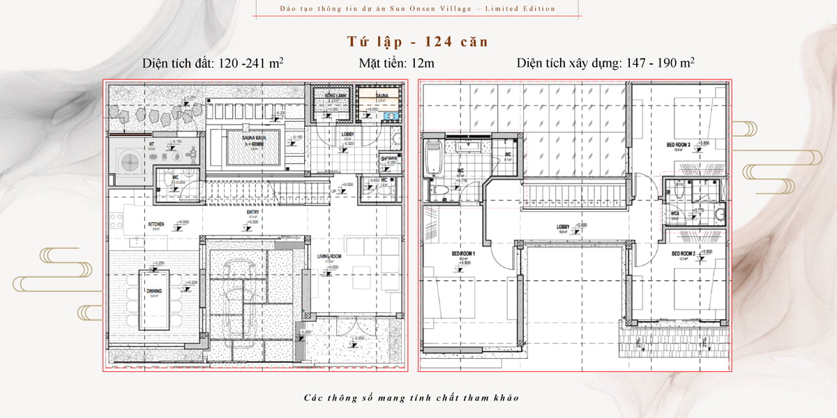 thiết kế biệt thự tứ lập sun onsen village quang hanh