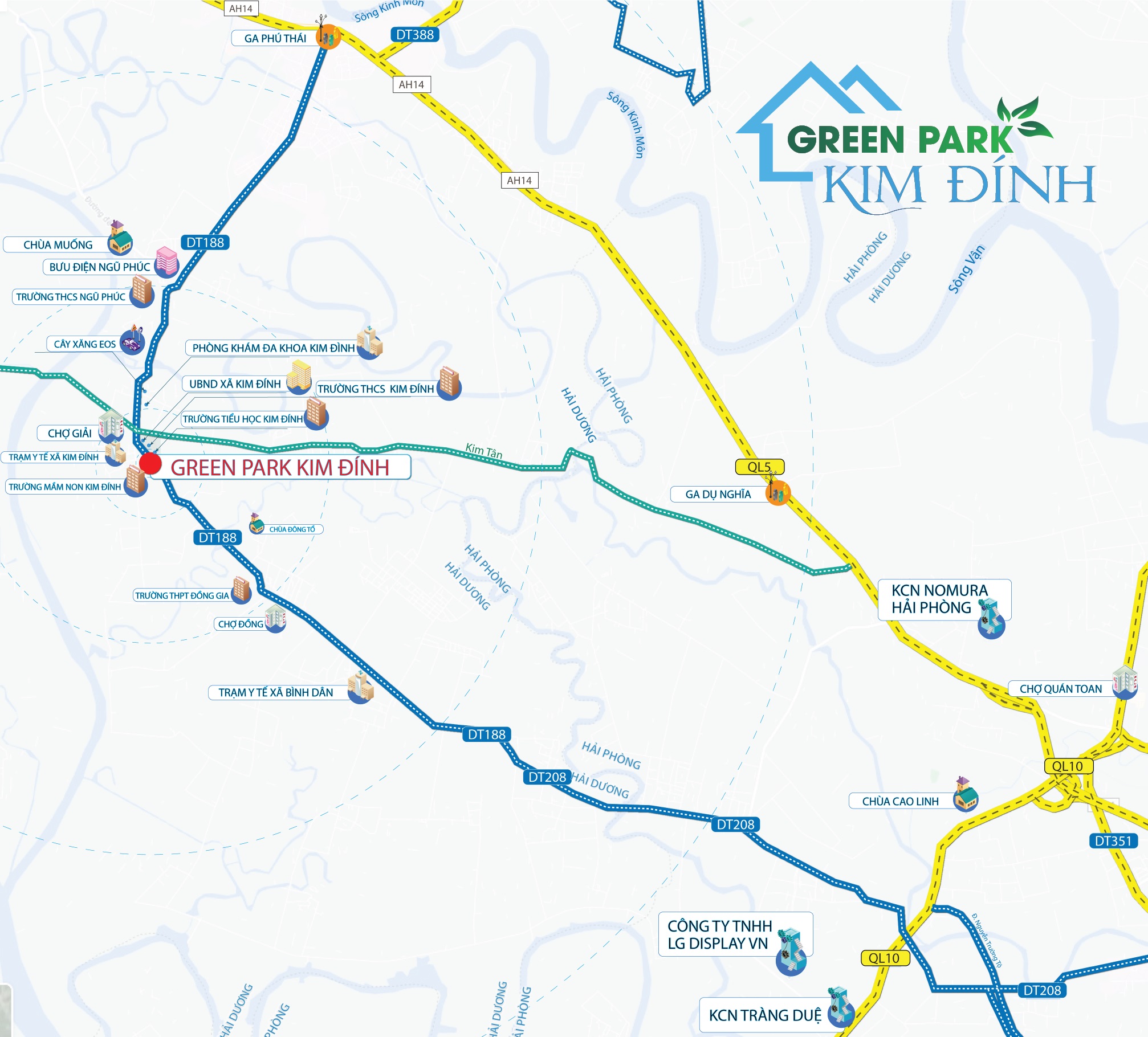 vị trí dự án green park kim đính hải dương