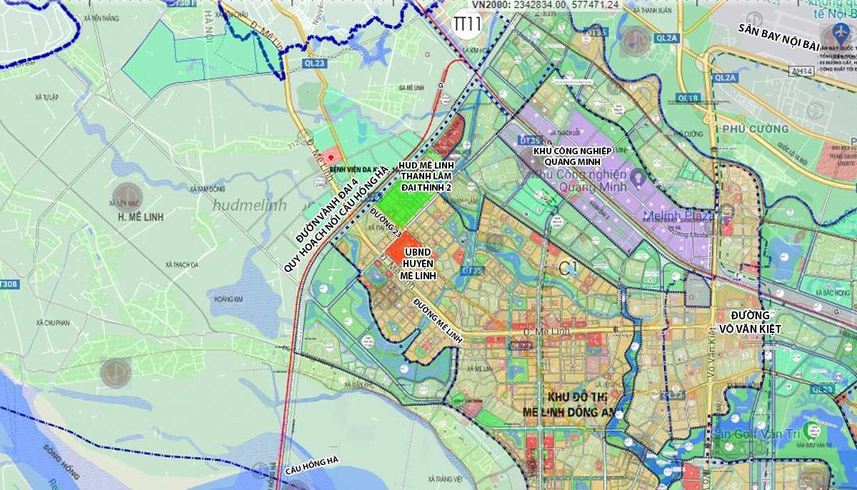 vị trí dự án mê linh central đại thịnh