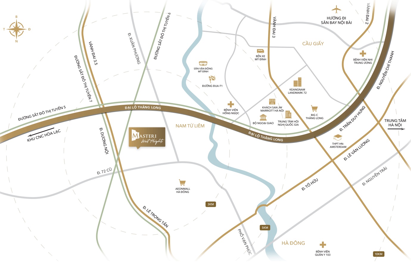 vị trí dự án masteri west heights tây mỗ