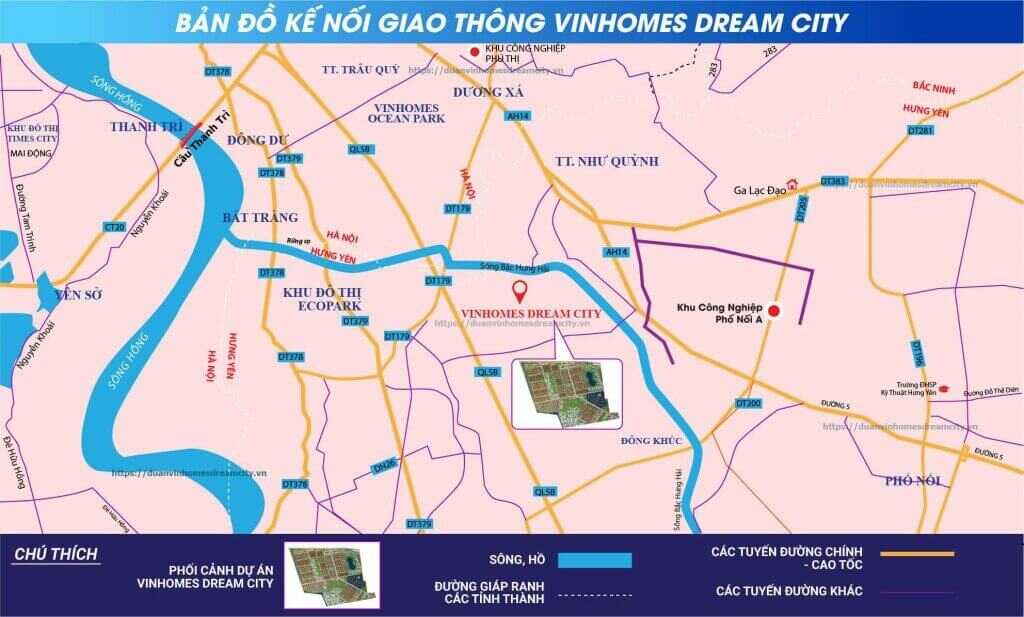 liên kết vùng dự án vinhomes dream city văn giang hưng yên