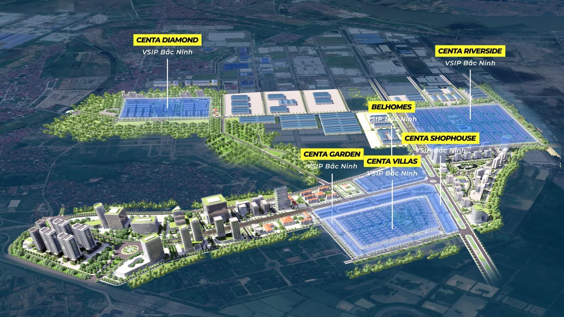 vị trí dự án centa riverside vsip bắc ninh