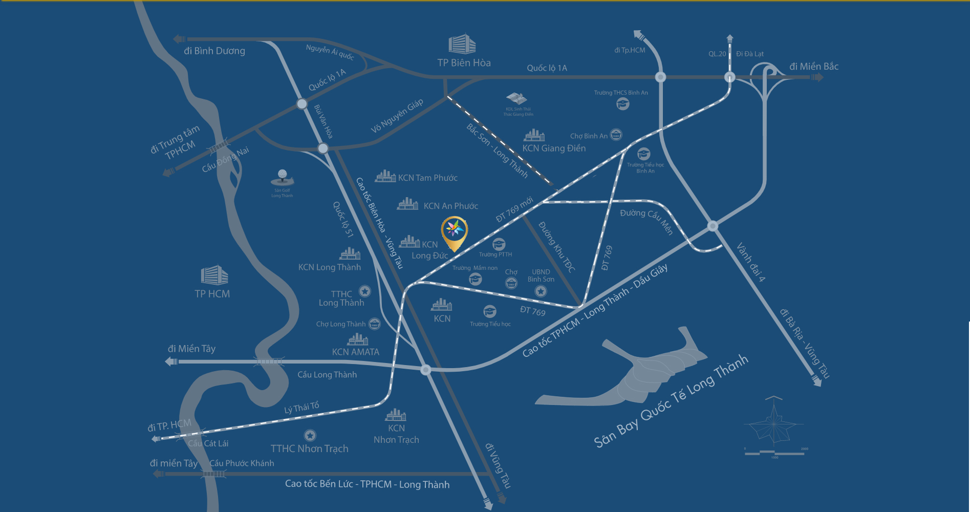 vị trí dự án đất nền vega city long thành