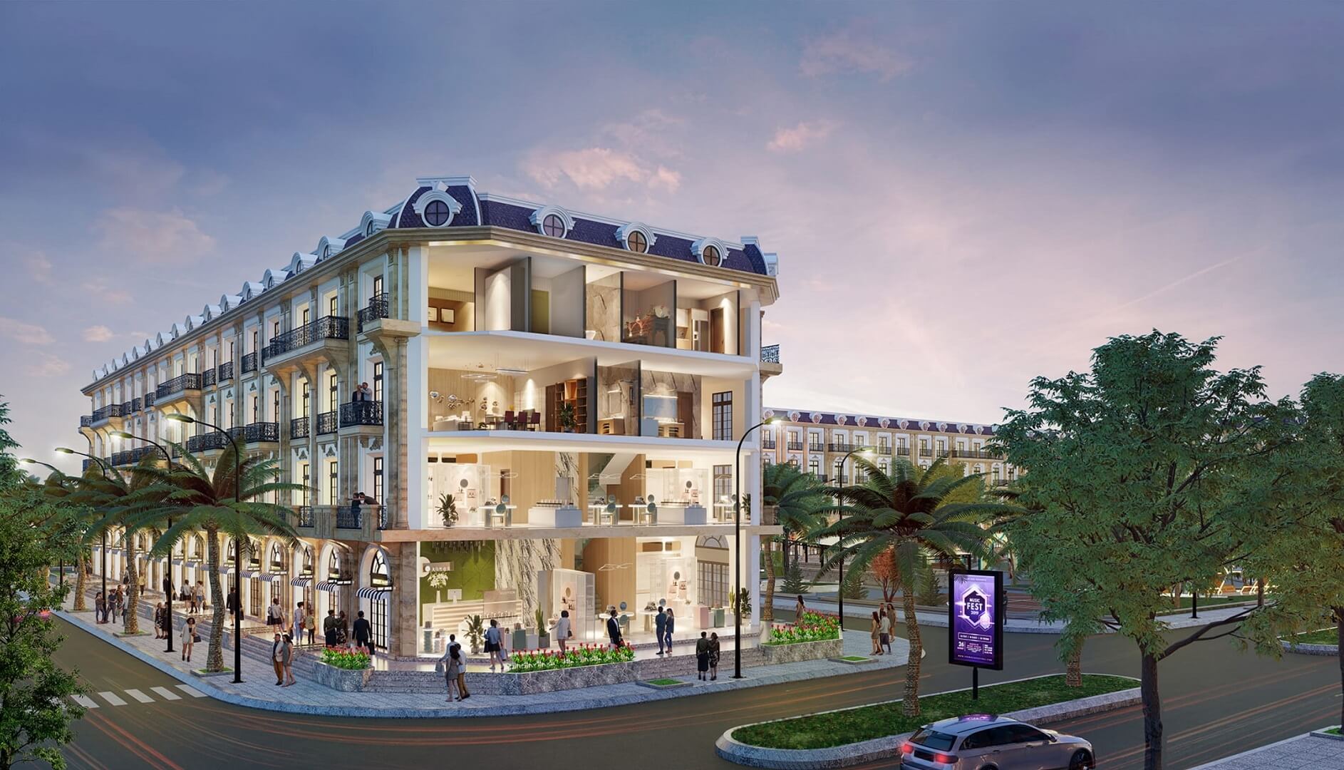 mặt cắt shophouse d' metropole chateau hà tĩnh