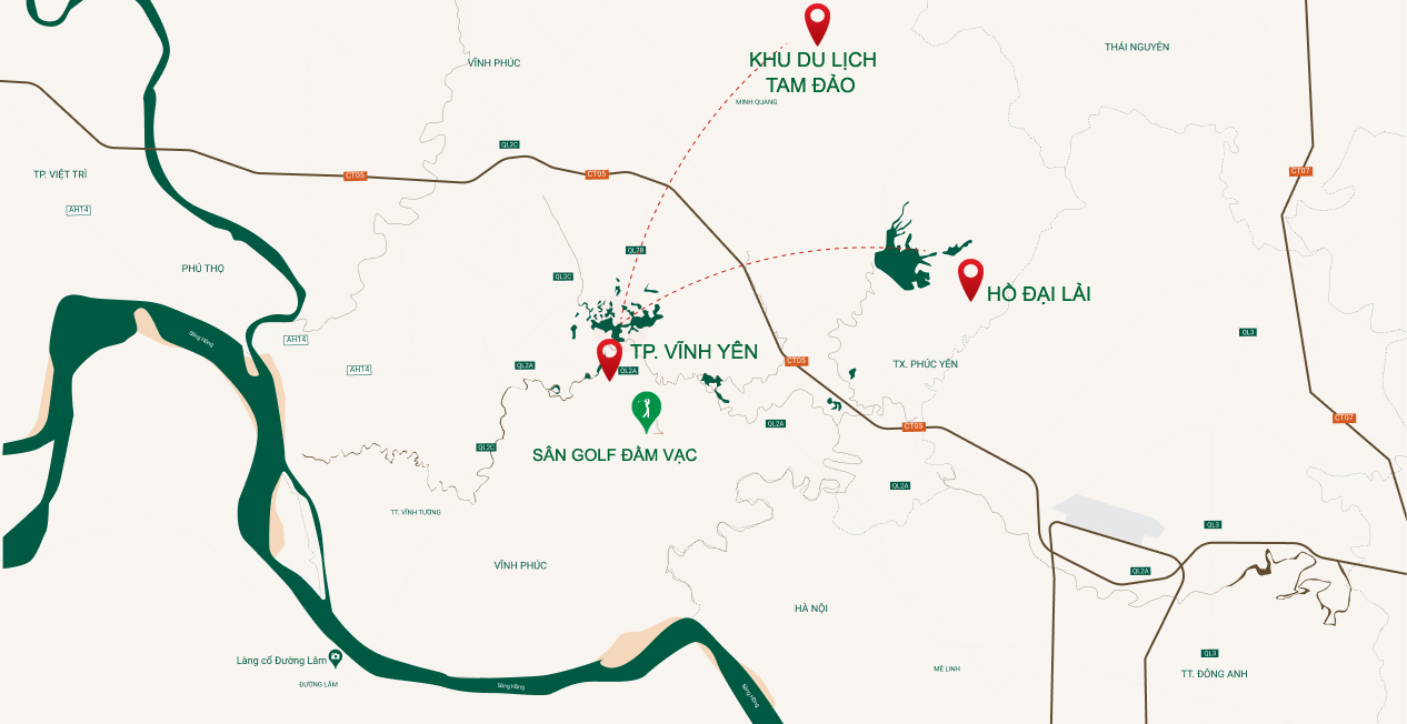 vị trí dự án river bay vĩnh yên bắc đầm vạc