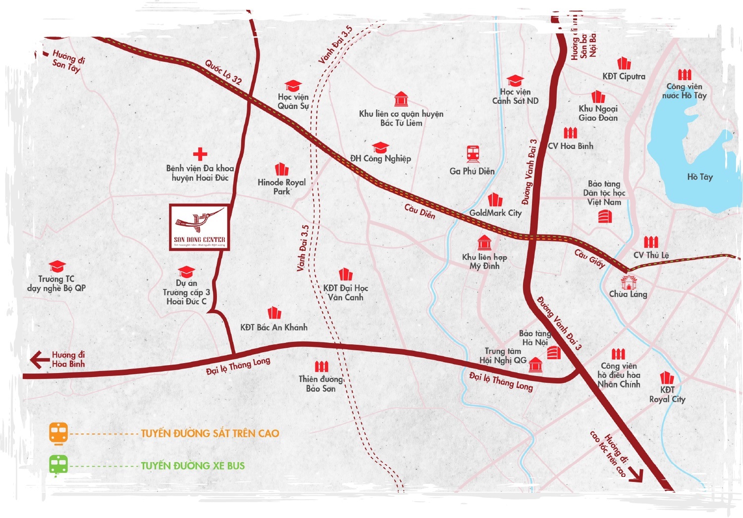 vị trí dự án sơn đồng center hoài đức