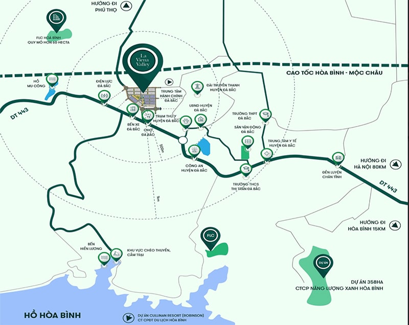 vị trí dự án la viena valley đà bắc hòa bình