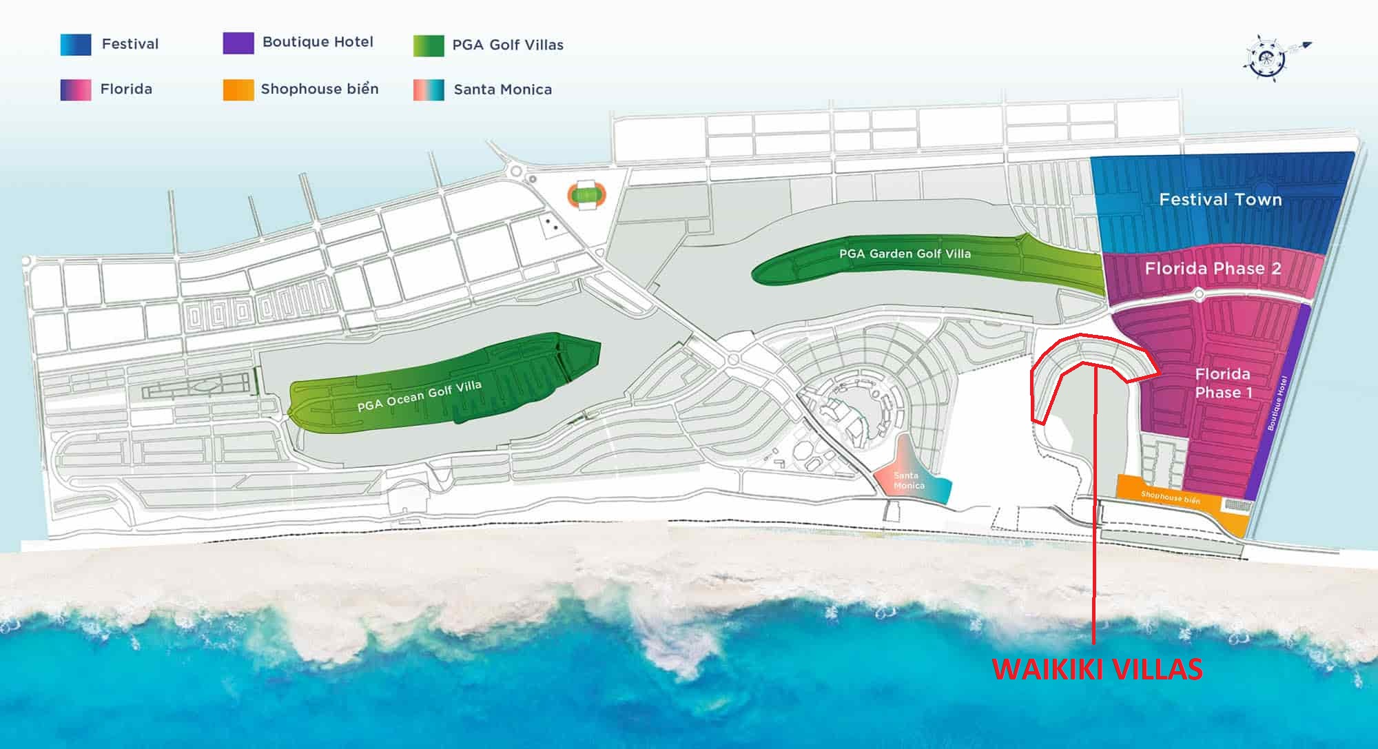 vị trí phân khu waikiki novaworld phan thiết