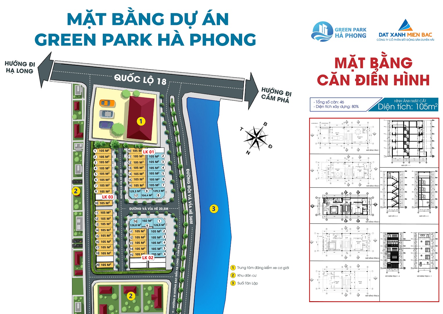 mặt bằng dự án green park hà phong hạ long
