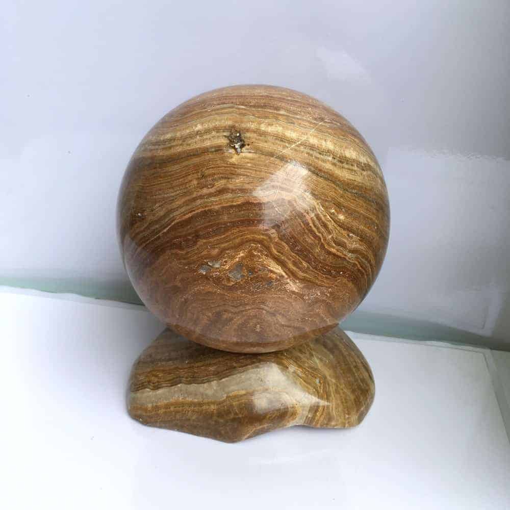 Quả cầu phong thủy đá Serpentine vân gỗ