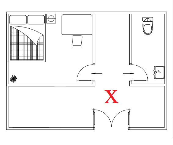 Cửa nhà vệ sinh đối diện với cửa phòng ngủ sẽ làm ảnh hưởng đến sức khỏe.