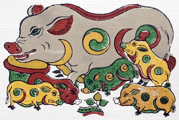 Tranh đông hồ Lợn Đàn