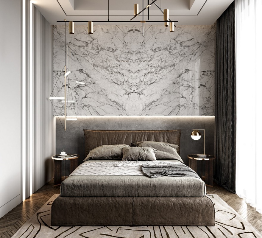 Tấm ốp tường giả đá phòng ngủ