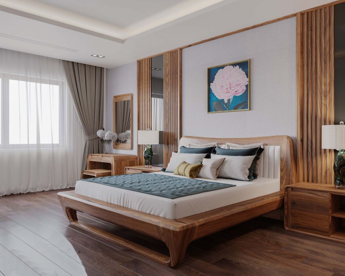 Gỗ tự nhiên làm giường ngủ