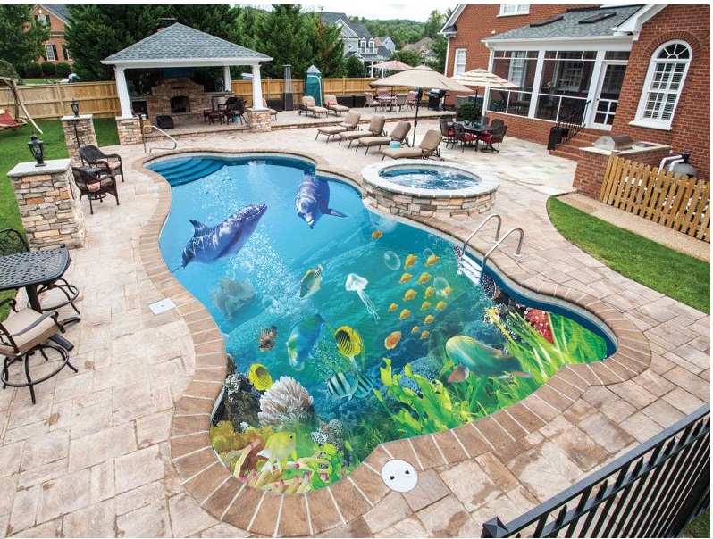 Mẫu gạch 3D lát bể bơi