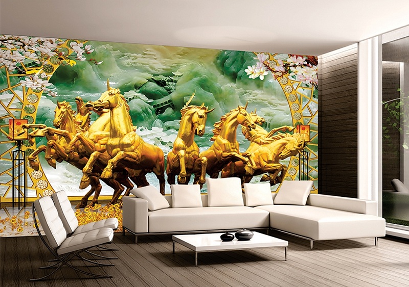 Mẫu gạch 3D ốp tường bức tranh mã đáo thành công