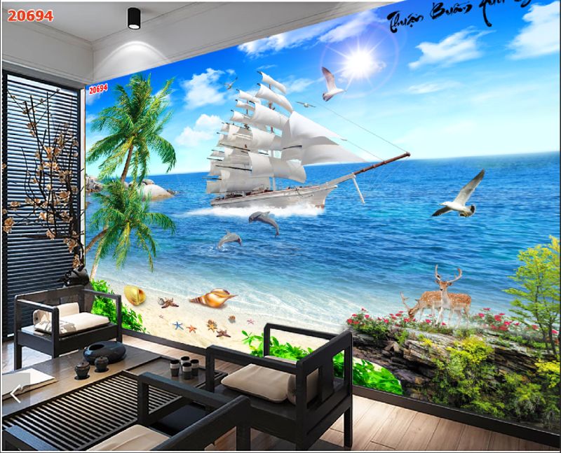 Mẫu gạch 3D ốp tường bức tranh thuận buồn xuôi gió
