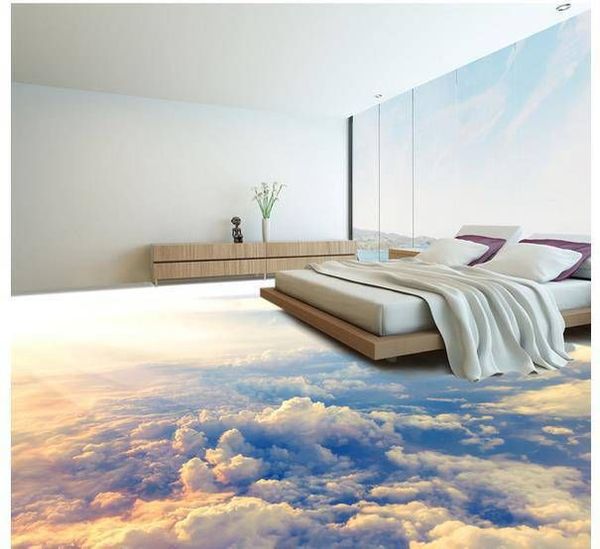 Mẫu gạch 3D lát phòng ngủ với bức tranh thiên đường