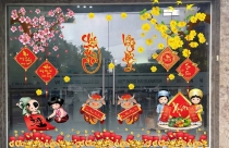 Mẫu decal trang trí Tết cho văn phòng, công ty