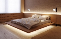 Trang trí đèn LED cho giường ngủ bay lơ lửng