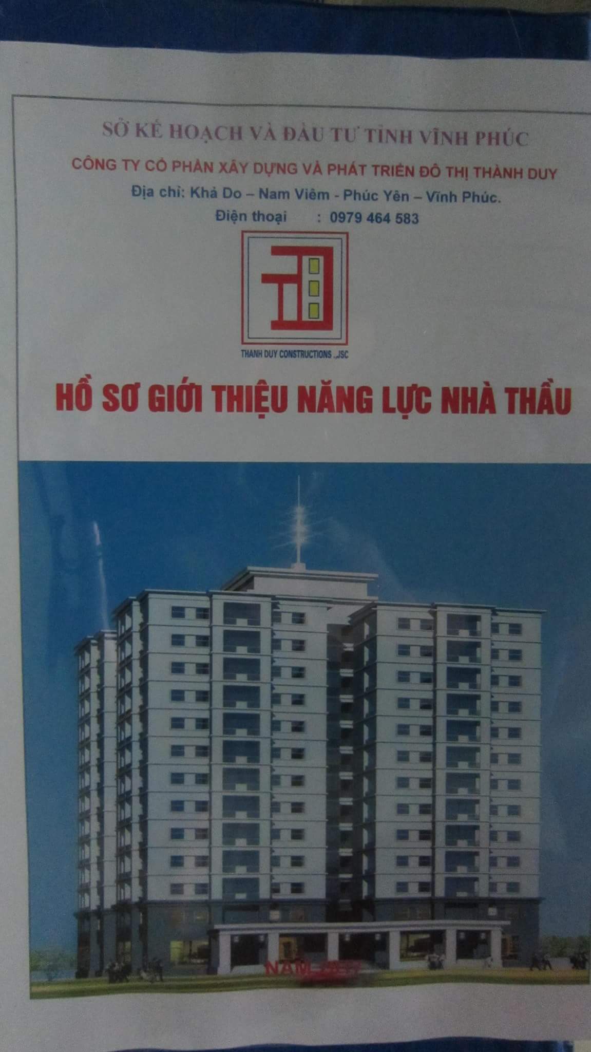  				Công ty CP xây dựng và phát triển đô thị Thành Duy				