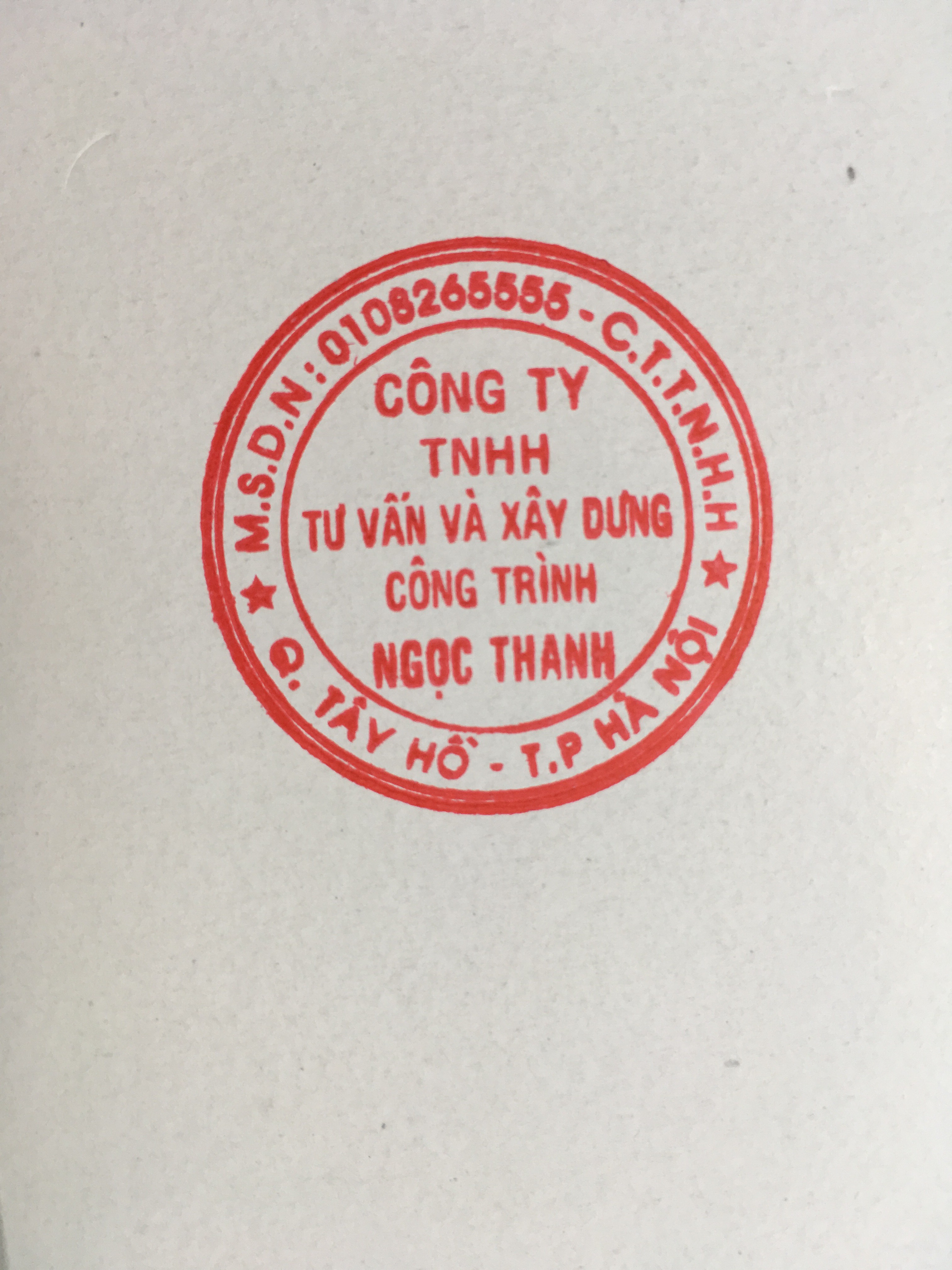  				Công ty TNHH Tư vấn và Xây dựng công trình Ngọc Thanh				