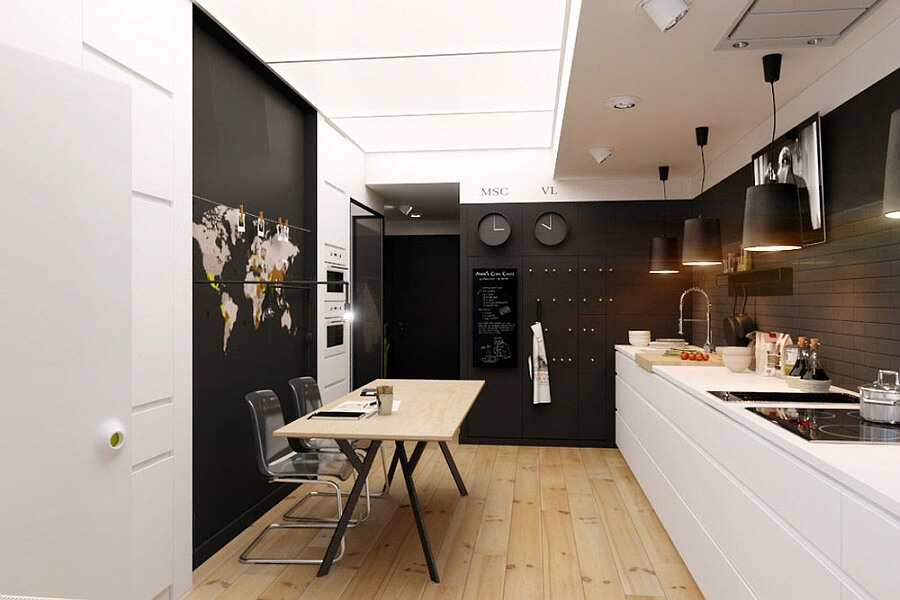 Thiết kế căn hộ chung cư đẹp với tông màu đen trắng