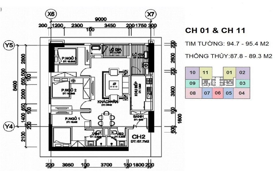 thiết kế căn hộ 87 m2 chung cư a10 nam trung yên